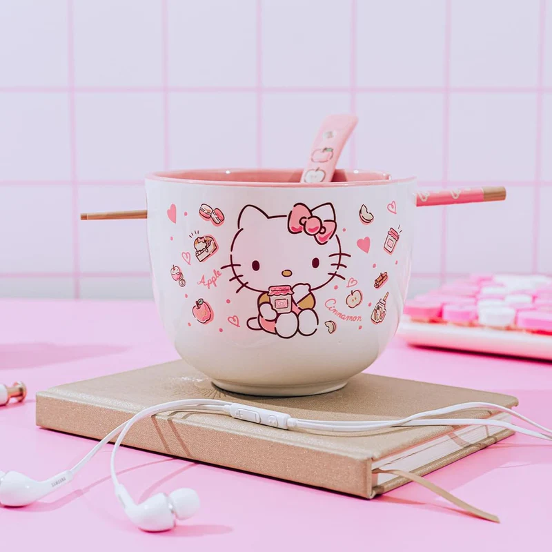 Set de tazón con palillos/cuchara de Hello Kitty
