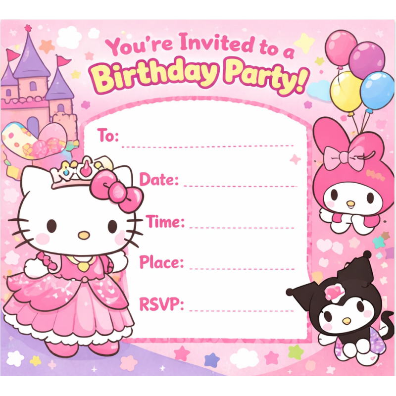 Invitaciones de Cumpleaños Imprimibles Sanrio